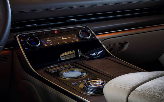 Close-up of the Gearshift in a Genesis Automobile