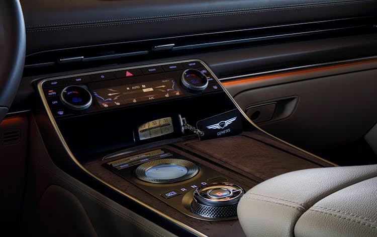 Close-up Of The Gearshift In A Genesis Automobile