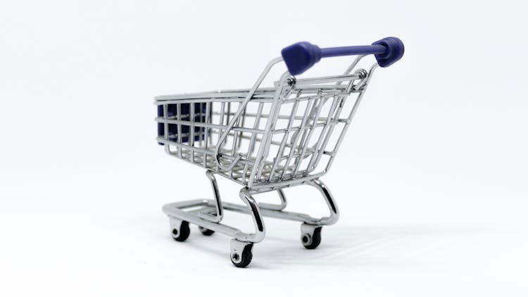 Gray And Blue Stainless Steel Shopping Cart