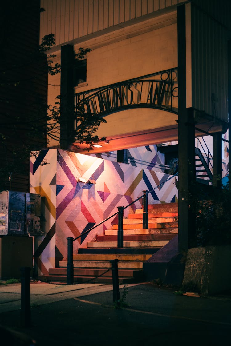 Colorful Wall And Stairs In Building Entrance