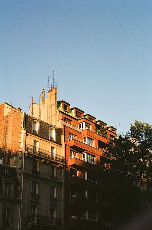 アパート, ガラス窓, コンクリートの建物の無料の写真素材