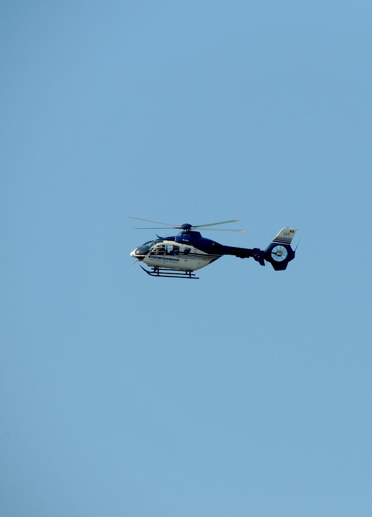 A Romanian Police Helicopter In Flight