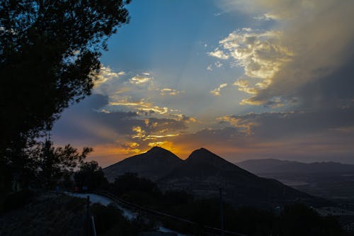 剪影, 山, 日出 的 免费素材图片