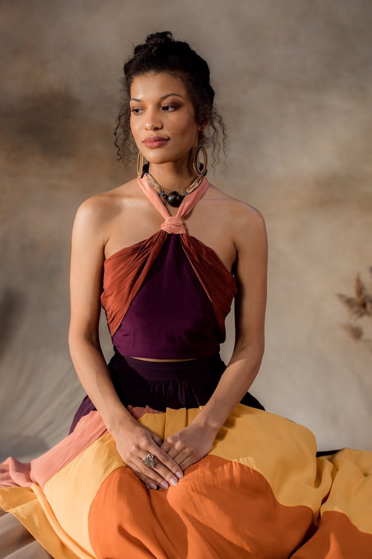 Woman In Halter Dress