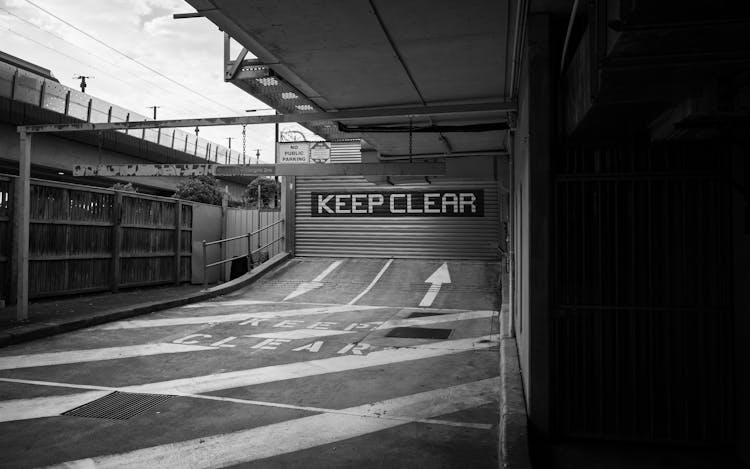 Keep Clear Text On Warehouse Door