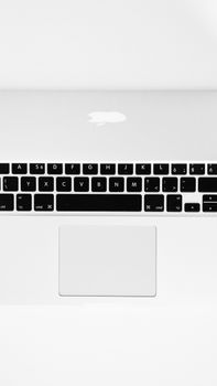 A clean and minimalist overhead shot of a laptop keyboard, perfect for tech and business themes.