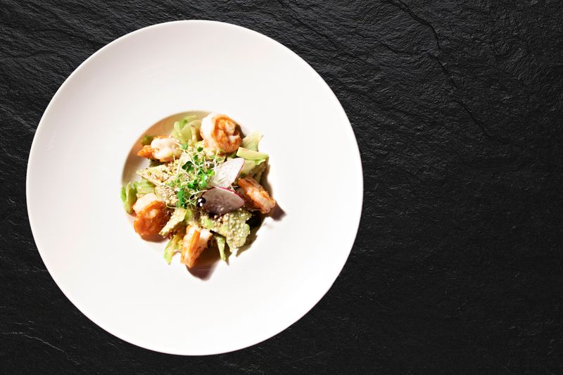Salade avocat scampi