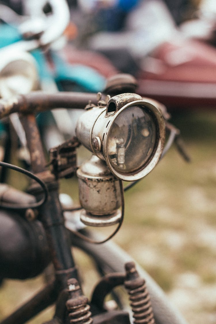 Front Light Of A Vintage Motorbike 