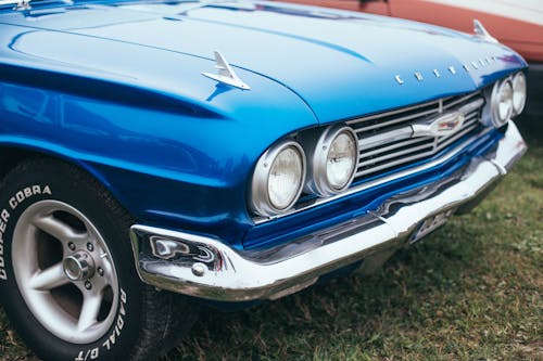 Close-up of a Blue Chevrolet Car