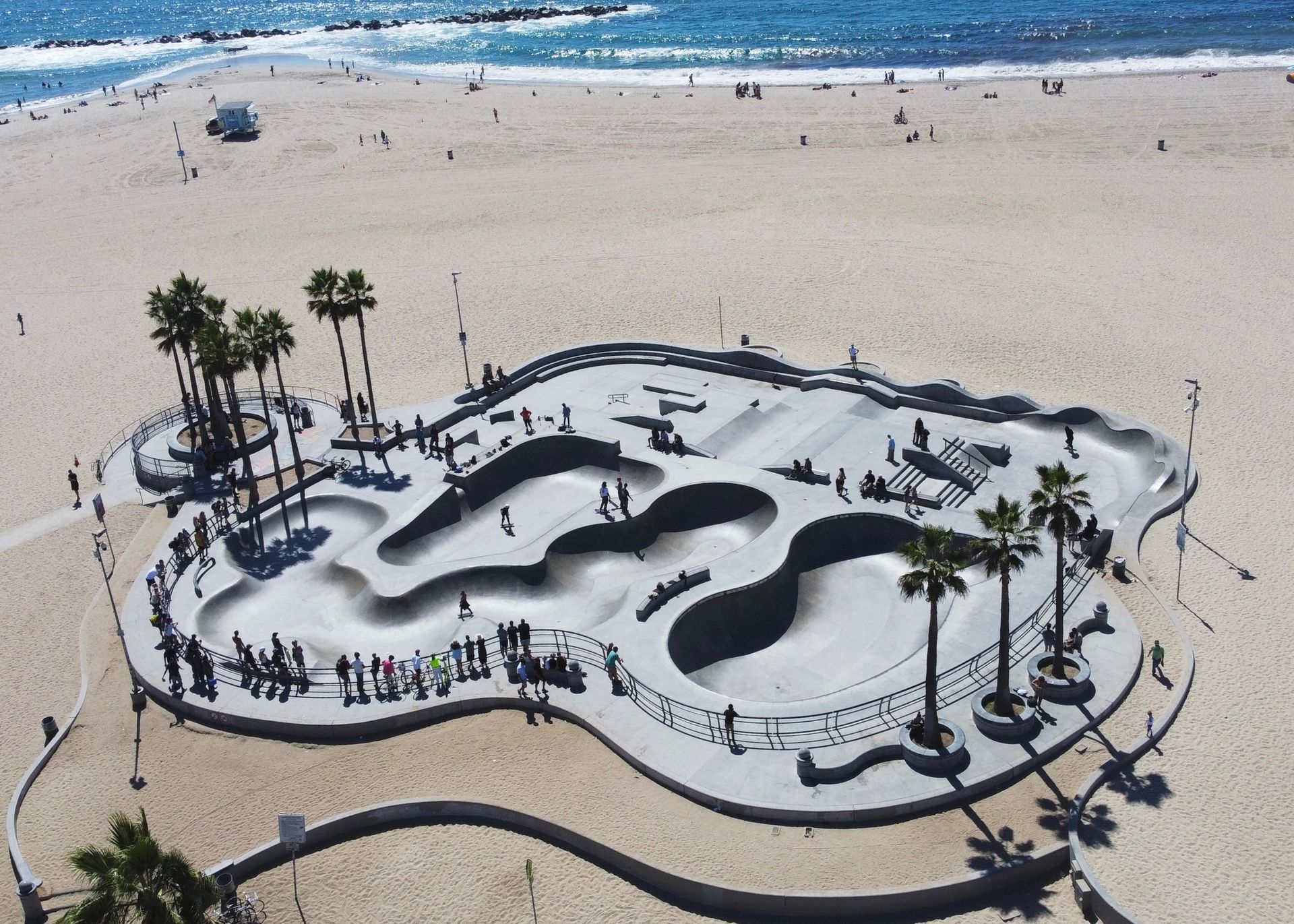 An Aerial View of a Skatepark on a Beach