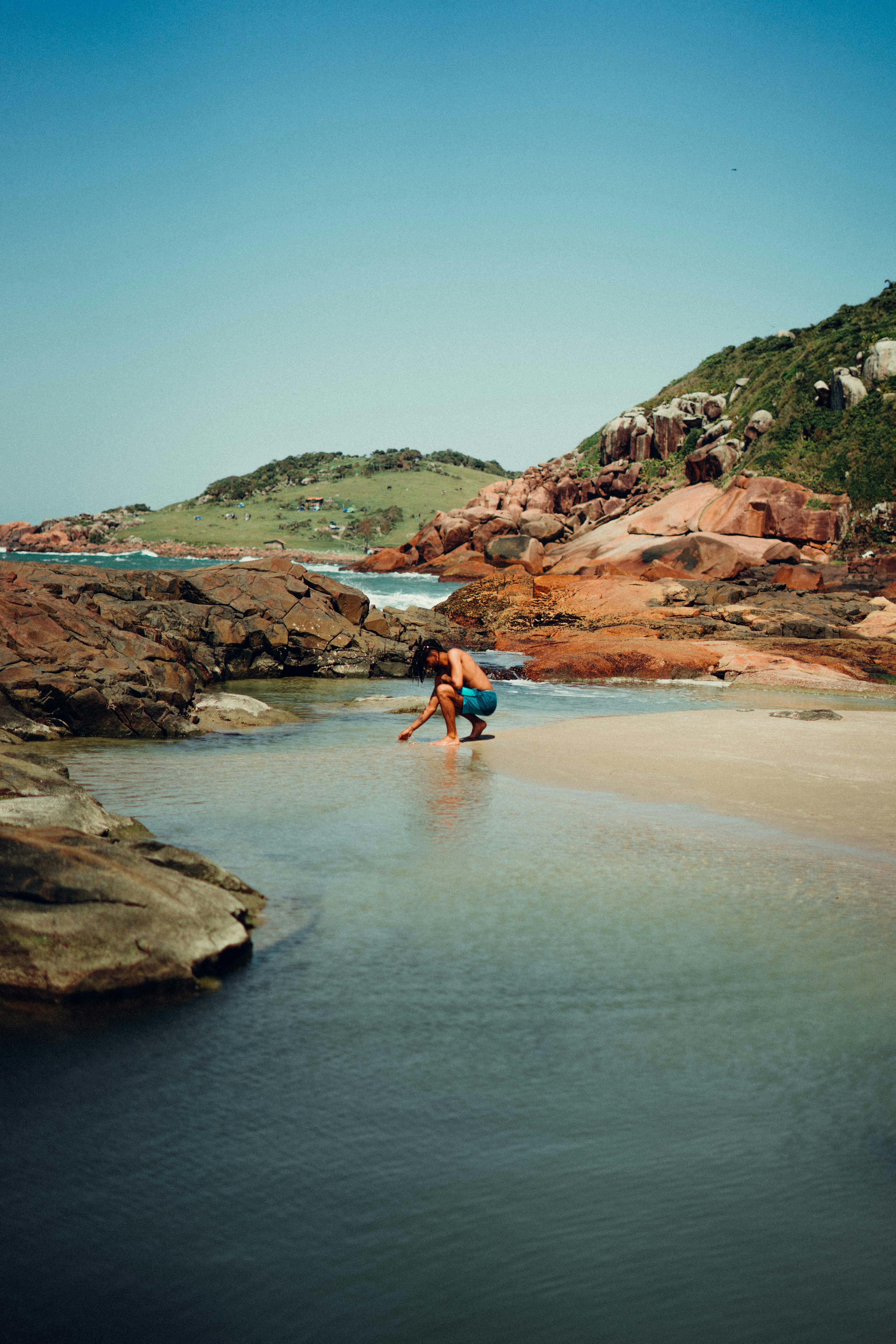 Man Picking Rocks in the Water · Free Stock Photo