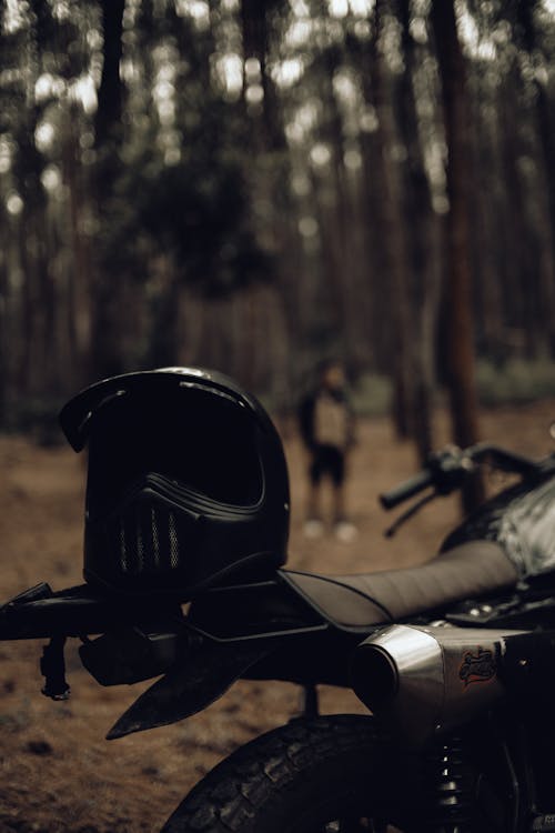 A Black Helmet on a Motorcycle
