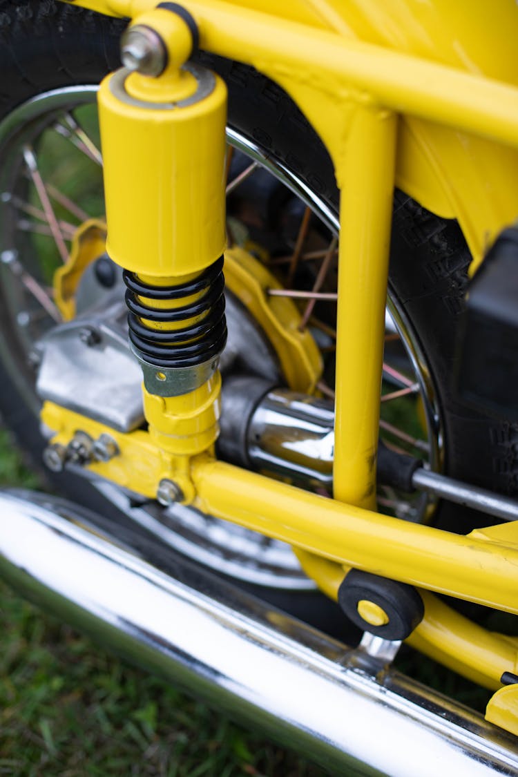 Close-up Of A Back Damper In A Motorbike 