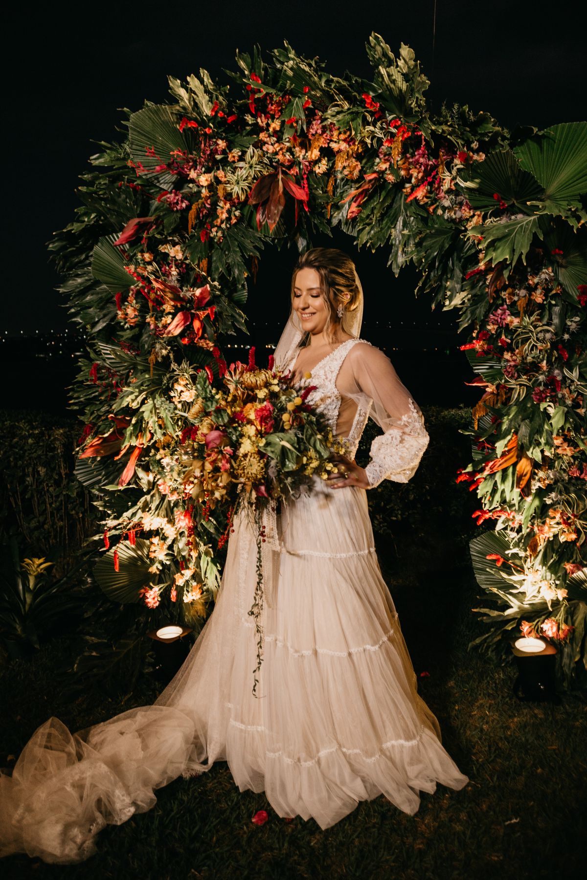 Asymmetric floral wedding arch