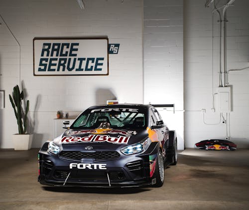 Racing Car Parked in a Garage