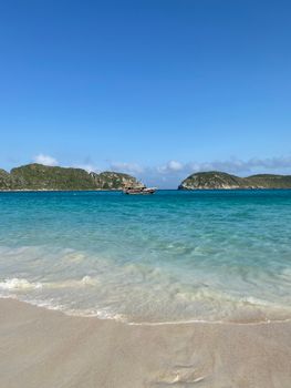 Stunning turquoise water and sandy beach in Arraial do Cabo, Brazil.