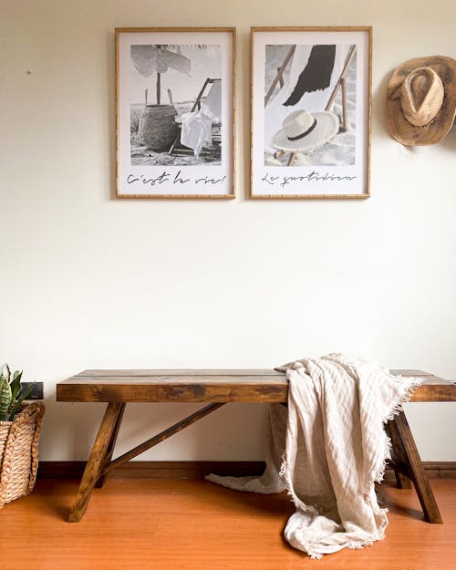 Bench and Pictures Inside the House