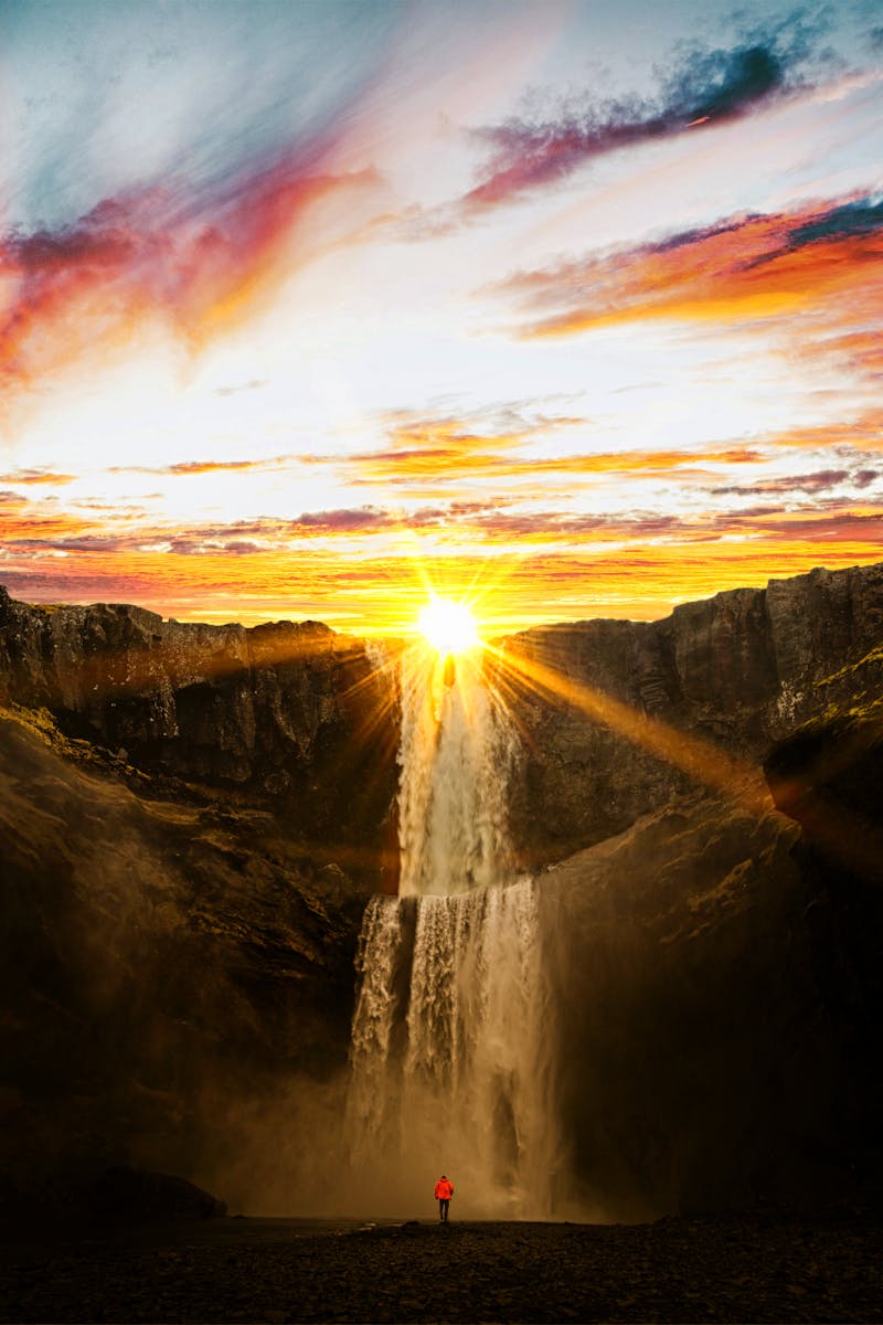 Waterfalls during Sunset