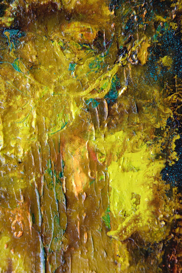 Close-up Of Yellow And Blue Abstract Painting