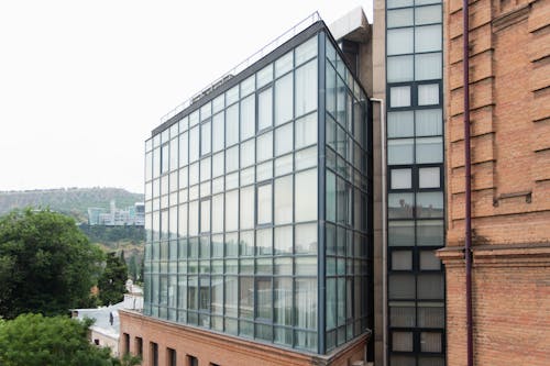 Modern Brick Building with Glass Windows