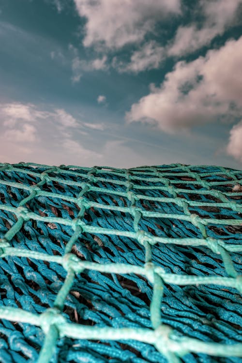 Free stock photo of blue fishing net sky