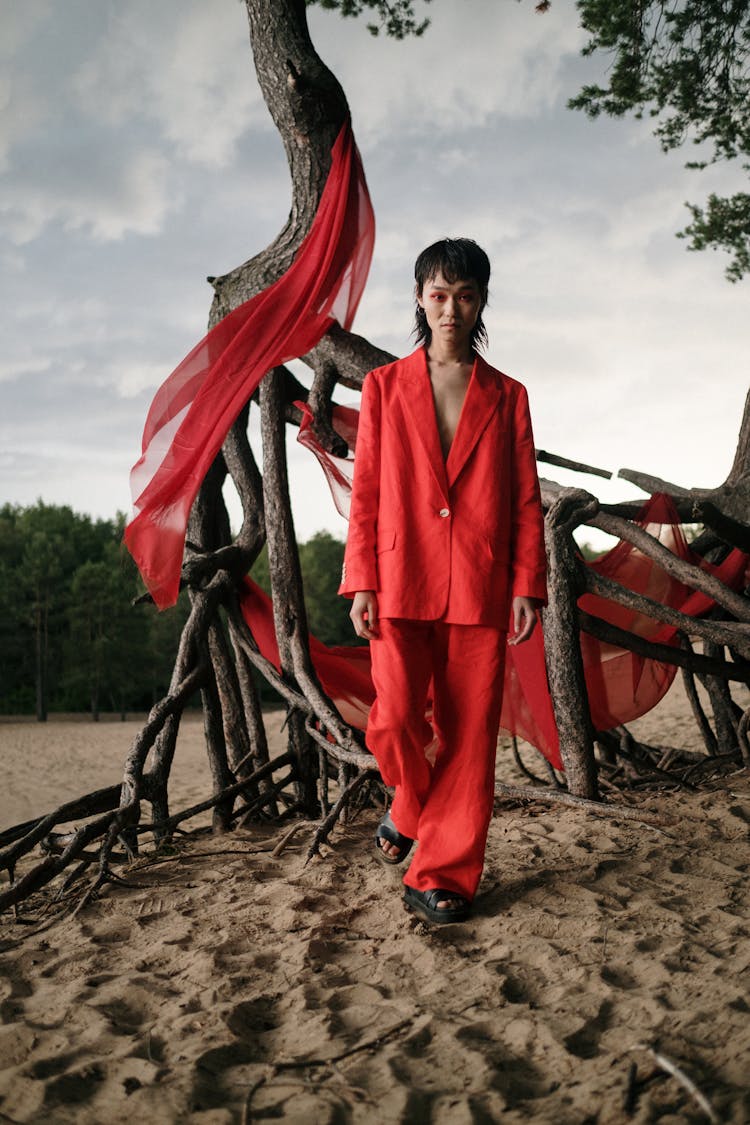 Man In Full Red Suit 