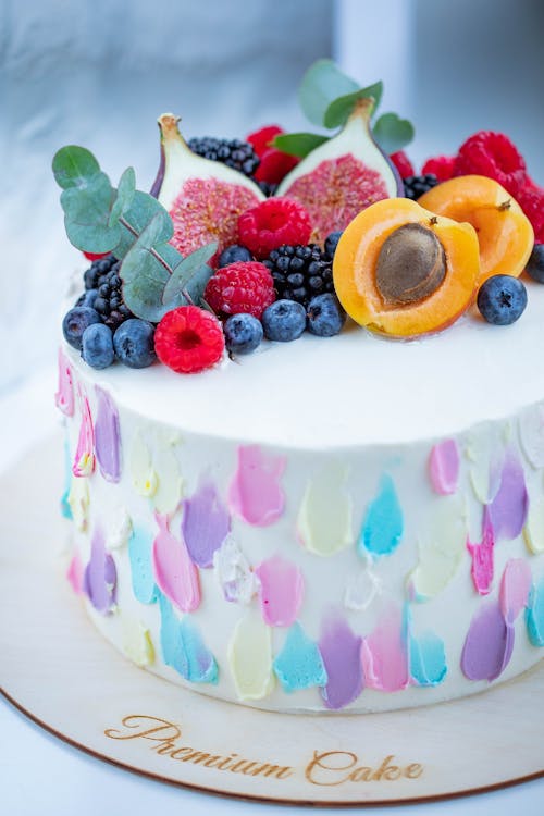 Cake with Variety of Fruits on Top