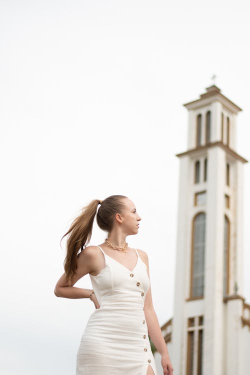 Free A Woman in an Elegant White Dress Stock Photo