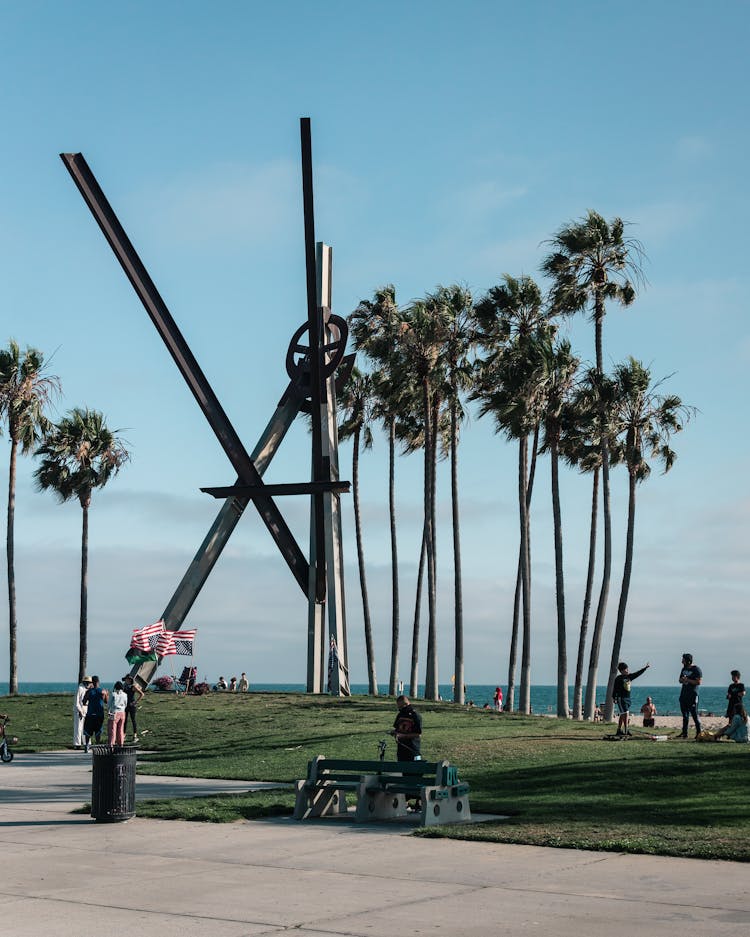 People Near The Declaration Sculpture At The Venice Beach