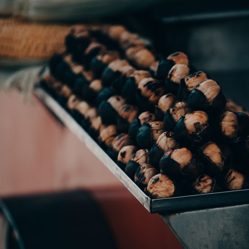 roasted sweet potato cubes on a tray