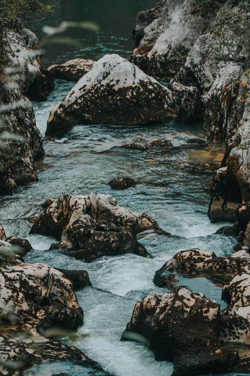 Free Peaceful river with boulders in a scenic Bartın landscape, creating a tranquil natural setting. Stock Photo
