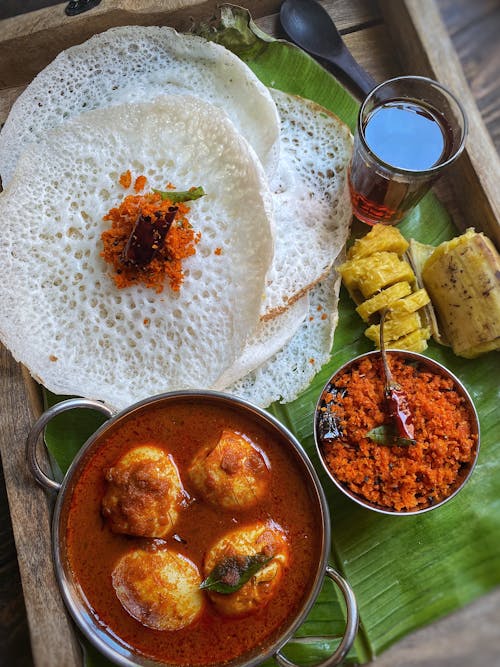 Traditional Foods on a Banana Leaf 