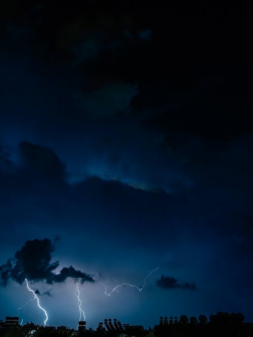 Free Lightning in the Blue Sky Stock Photo