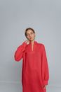 Woman in Red Long Sleeve Shirt