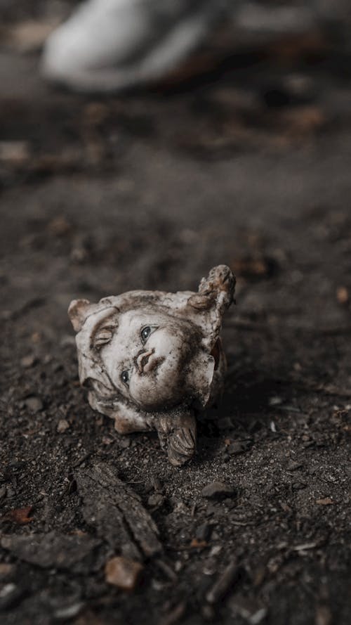 A Figurine Head on the Ground