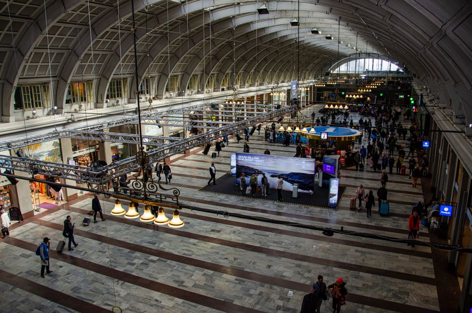 Interior view of Helsinki Central Railway Station in Finland
