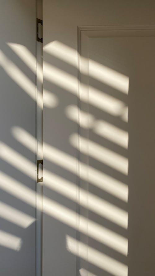Shadows on a White Wooden Door 
