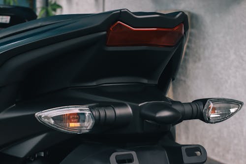 Close Up Shot of a Black Motorcycle