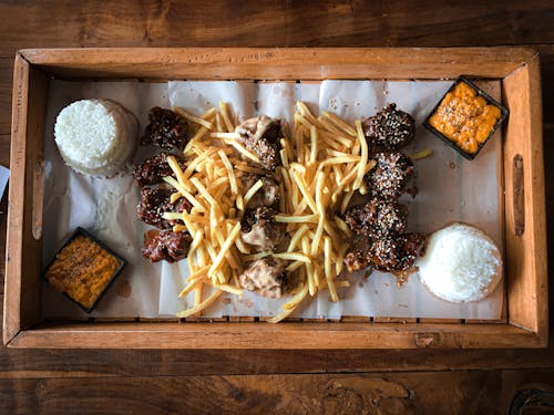 Food Platter on Brown Wooden Tray