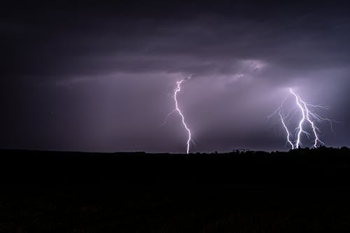 Free Lightning on Dark Cloudy Sky Stock Photo