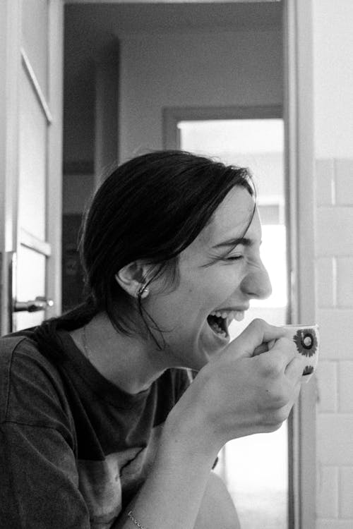 Free Monochrome Photo of Woman Laughing Stock Photo