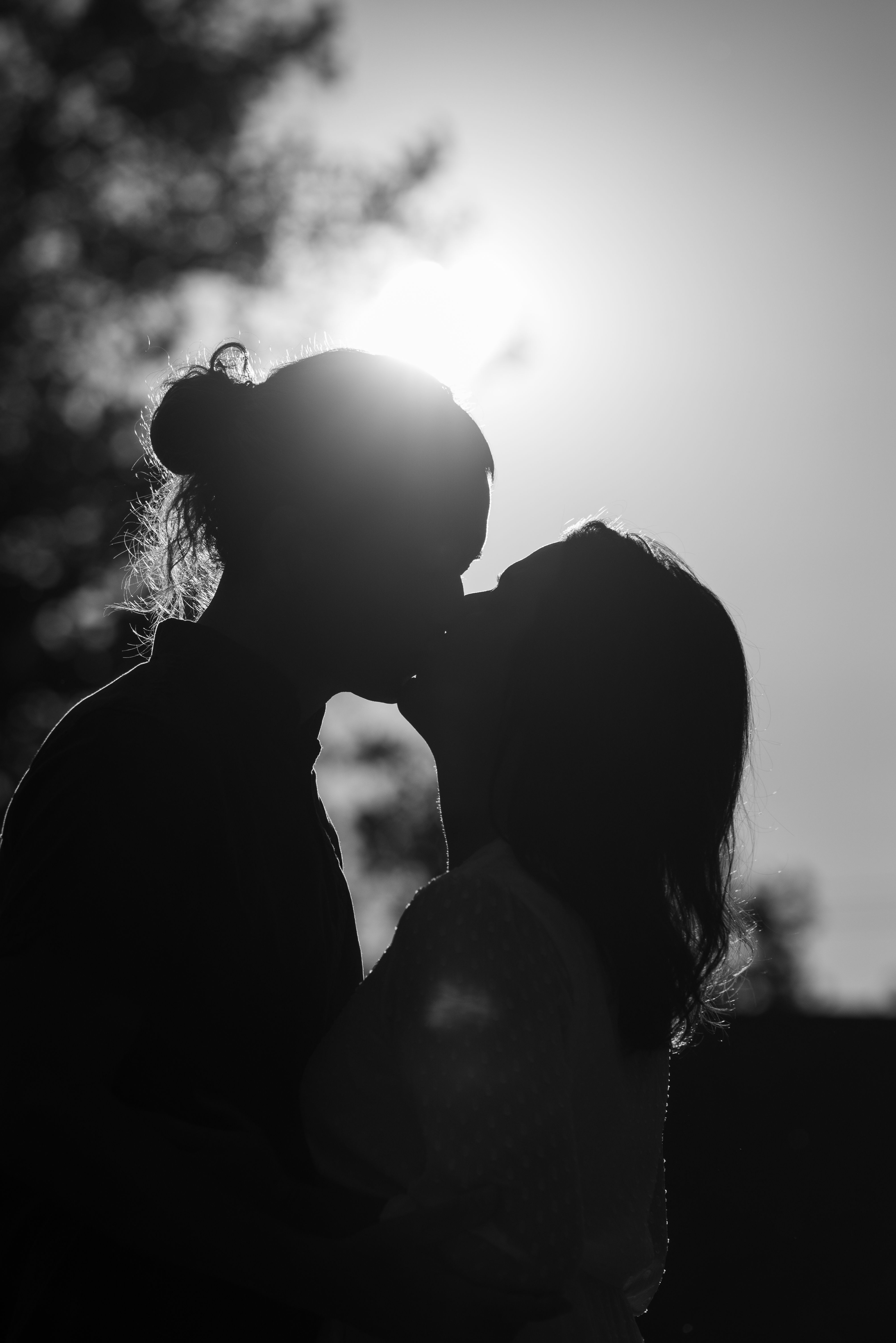 Silhouette of Couple Kissing · Free Stock Photo