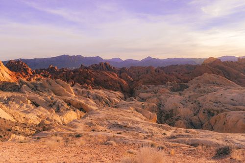Free Capture the stunning desert landscape of Valley of Fire State Park with its vibrant rock formations at sunset. Stock Photo