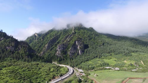Aerial Photography of Highway Between Green Mountains