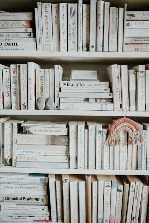 Books on White Wooden Shelf