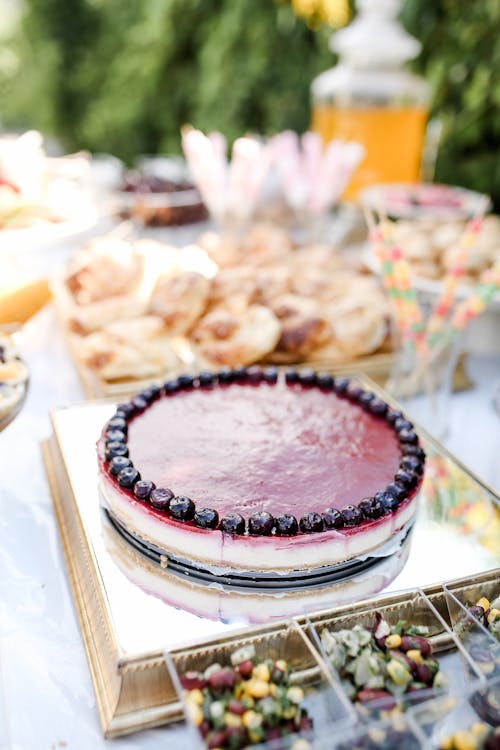 Foto profissional grátis de agradável, bolo de aniversário, cheesecake de mirtilo