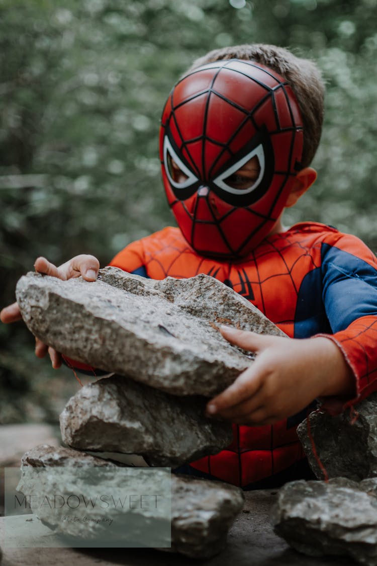 Boy Wearing A Spiderman Costume