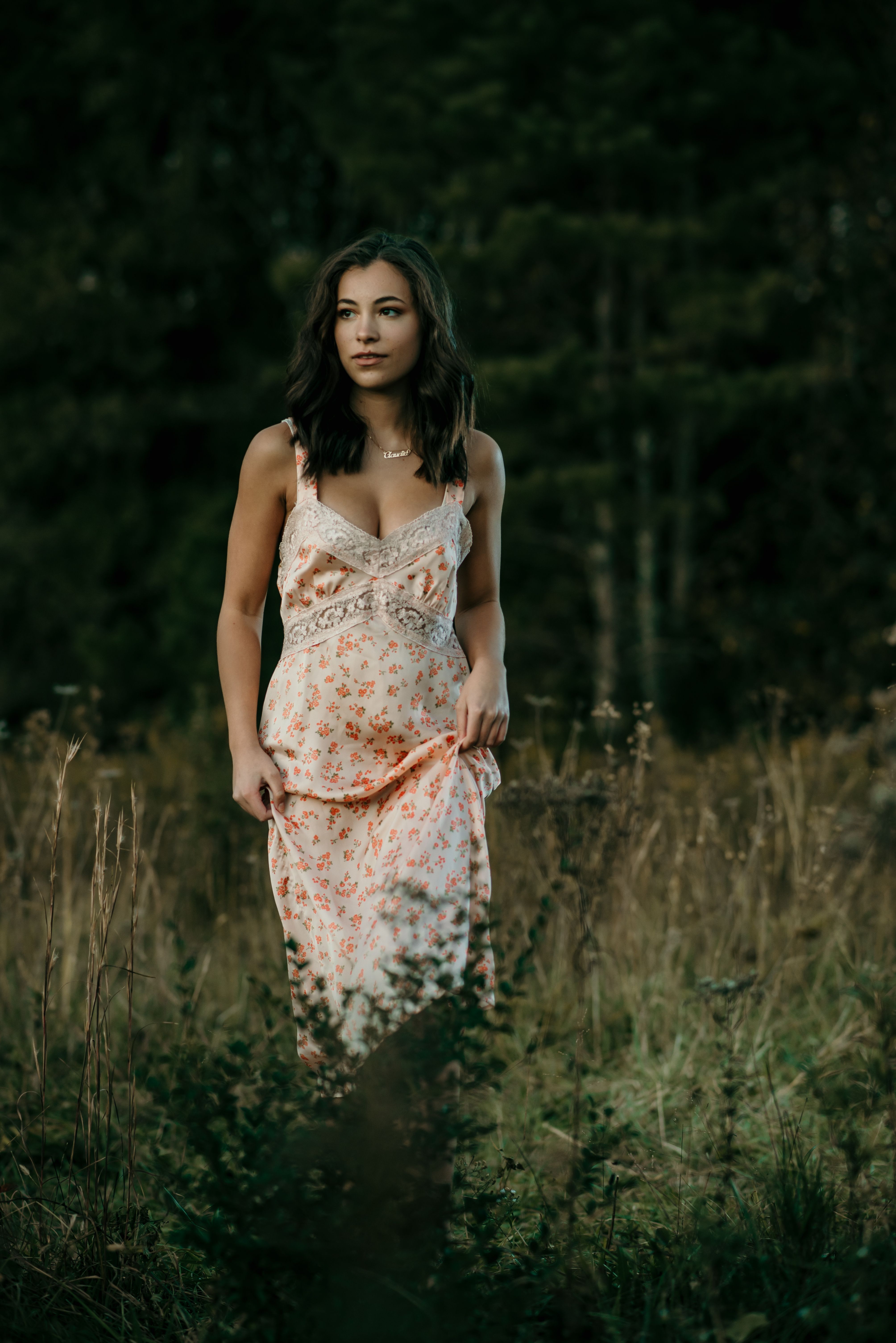 A Woman in White Floral Dress · Free Stock Photo