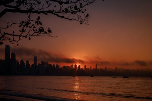 Silhouette of City Buildings during Sunset