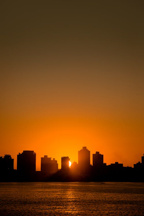 Free Silhouette of City Buildings during Sunset Stock Photo
